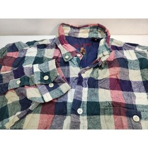 Gulf Traders Plaid Flannel Shirt Long Sleeve Button Up Mens Medium